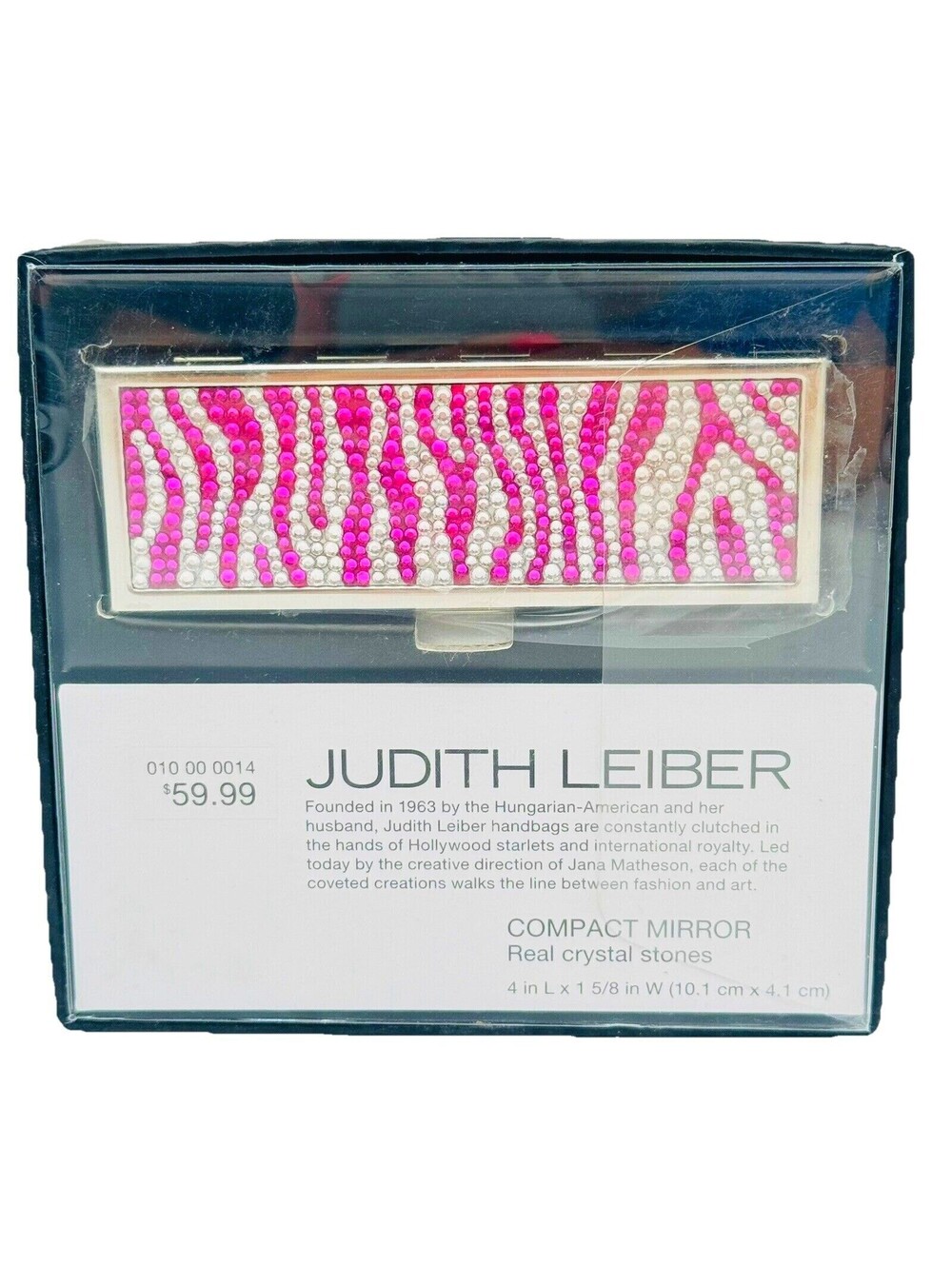 Judith Lieber Target Neiman Marcus PINK ZEBRA Crystal MAKEUP Compact Mirror NEW